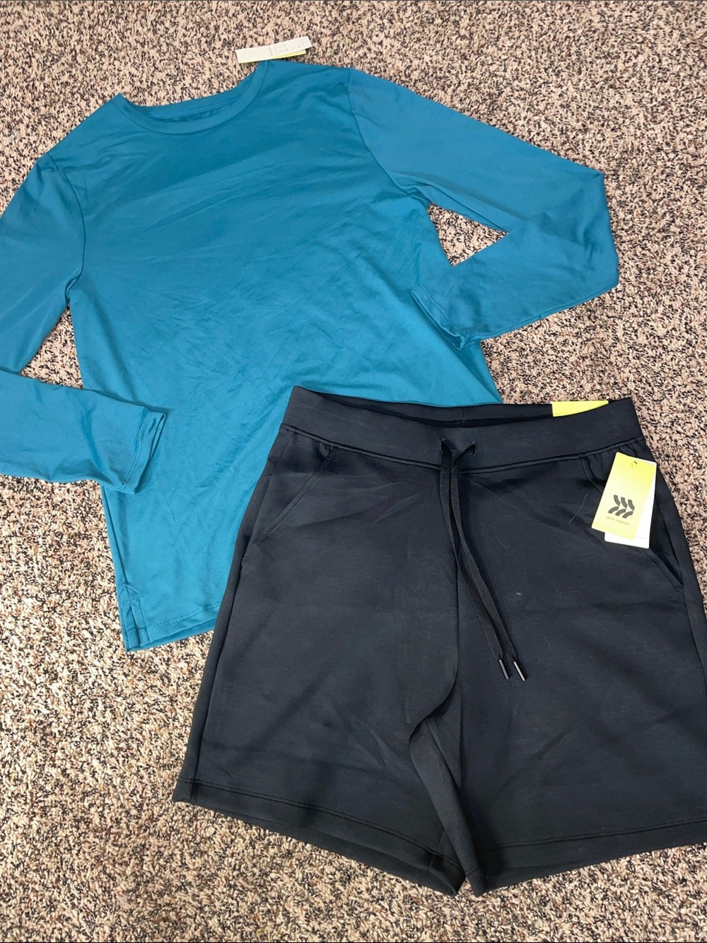 all in motion Black Men’s Drawstring Athletic Shorts & Performance Tee S NWT
